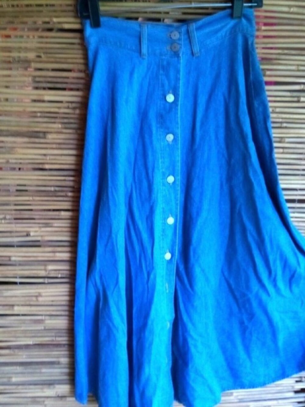 Vintage Blue 4/6 26.5 Jeans Denim Button Front Midi Skirt